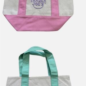 Trader Joe's Pink and Teal Tote Bag